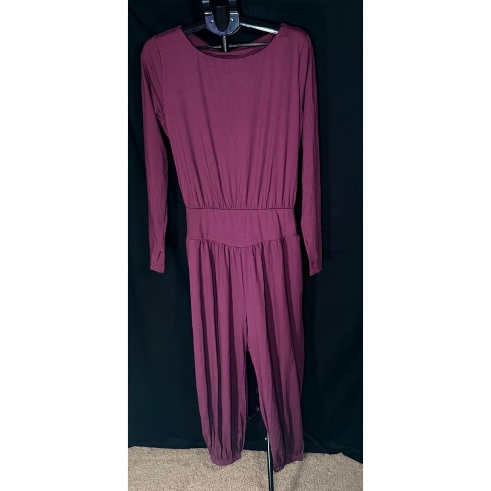 Halara Easy Peezy Airy Cut Out Back Yoga Jumpsuit Burgundy XL